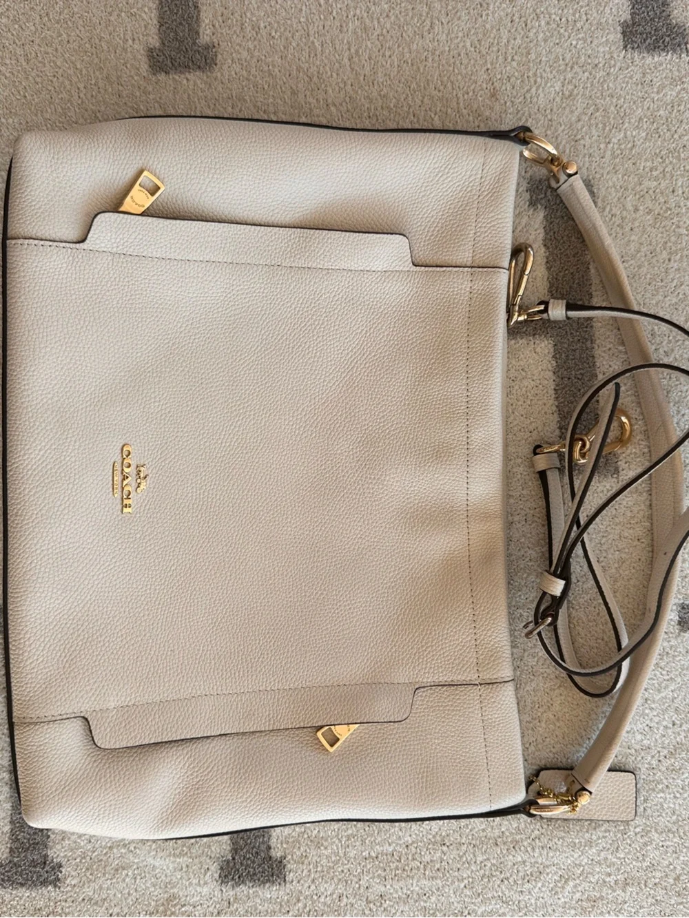 Coach Pebbled Leather Shoulder Bag in Cream with Gold Hardware 2022 scout hobo